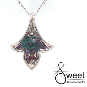 ONE 14KT WHITE GOLD  8MM AMETHYST  DAVINCHI PENDANT