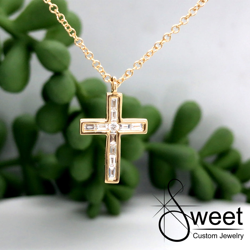 Yellow Gold Diamond Cross Pendant