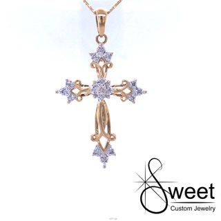 Yellow gold Diamond Cross Pendant