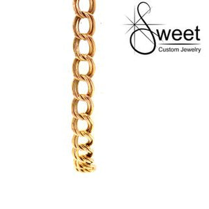 one 14kt yellow gold double link charm bracelet 7 inch