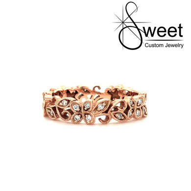 Rose Gold Filigree Butterfly Ring