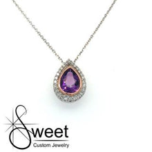 Load image into Gallery viewer, 14KT WHITE AND ROSE GOLD AMETHYST AND DIAMOND  PENDANT