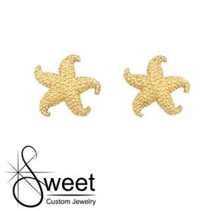 Yellow Gold Star Fish Earrings