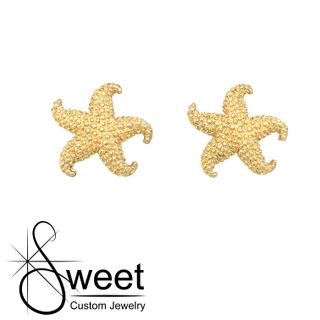 Yellow Gold Star Fish Earrings