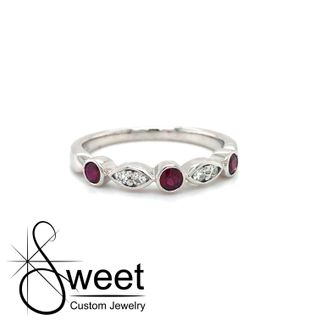 14kt WHITE GOLD RUBY AND DIAMOND RING