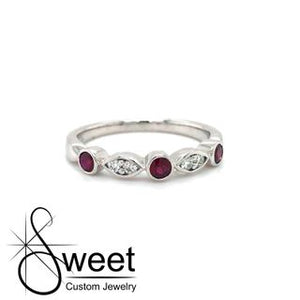 14kt WHITE GOLD RUBY AND DIAMOND RING