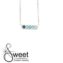 Load image into Gallery viewer, White Gold Topaz Bar Necklace.