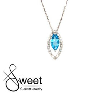 ONE 14KT WHITE GOLD MARQUISE SHAPE PENDANT