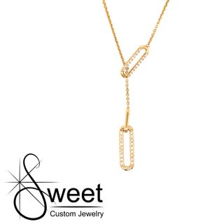 Yellow gold lariat diamond necklace