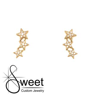 14K YELLOW GOLD DIAMOND STAR CLIMBER EARRING