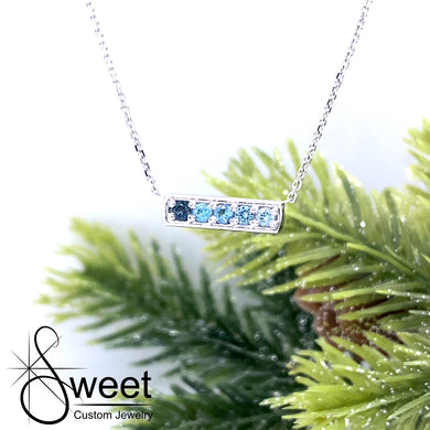 14kt white gold ombre topaz bar necklace