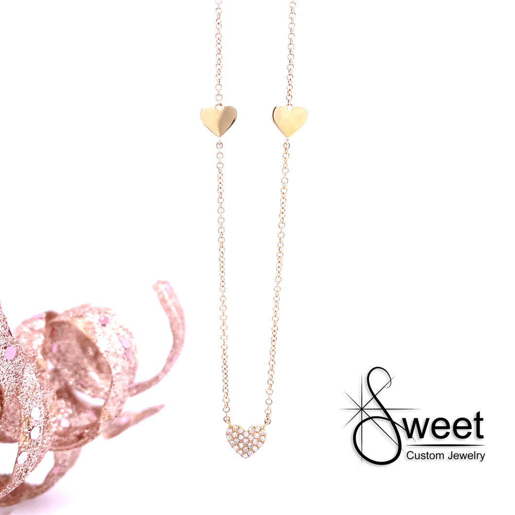 14kt yellow gold heart station necklace