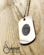 Load image into Gallery viewer, Sterling Silver Dog Tag Fingerprint Pendant