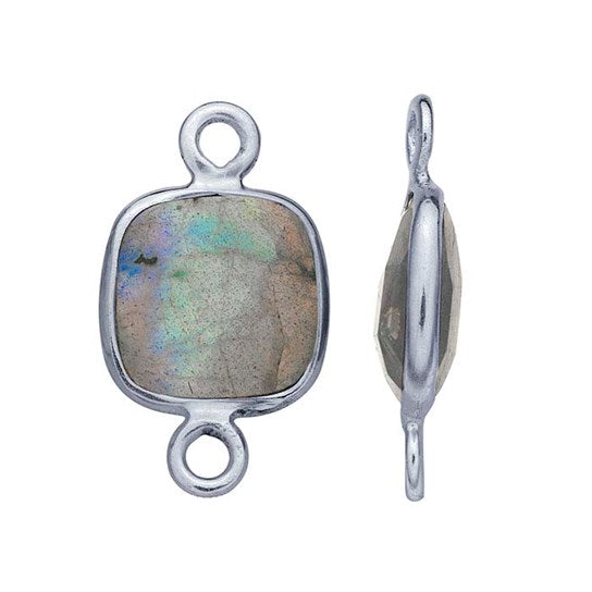 One Sterling Silver Forever Charm Bezel-Set With A Cushion-Shaped Labradorite