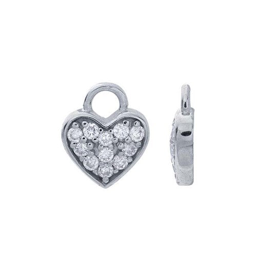 14KT  WHITE GOLD DIAMOND HEART CHARM FOR FOREVER BRACELET.