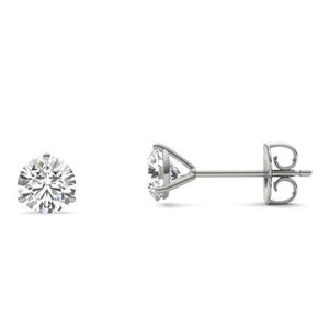 14KT WHITE GOLD DIAMOND STUD LAB CREATED EARRINGS .75CTTW