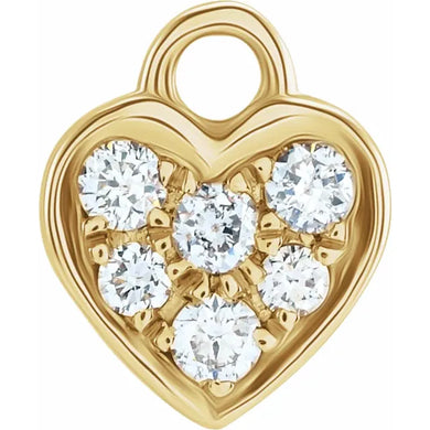 14K Yellow gold heart charm  .06 CTWW Heart Dangle