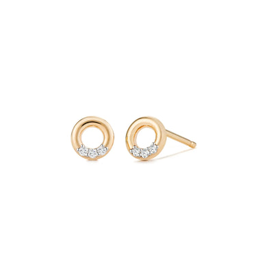 14kt yellow gold open circle diamond studs