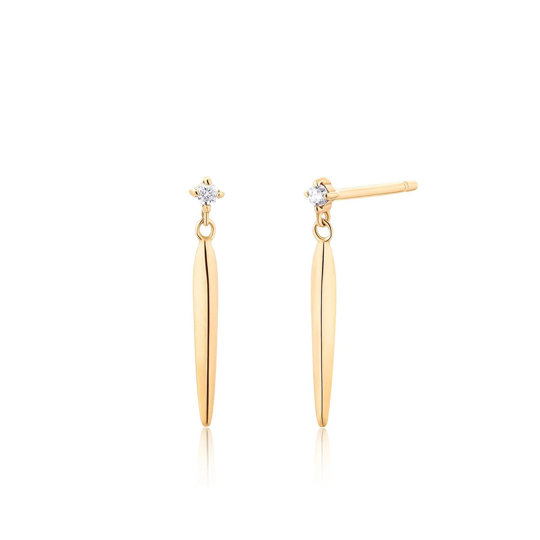 YELLOW GOLD DAGGER DIAMOND EARRINGS