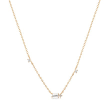 Load image into Gallery viewer, 14kt yellow gold necklace featuring baguette white sapphires