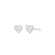 Load image into Gallery viewer, ONE PAIR OF 14KT WHITE GOLD MINI DIAMOND HEART STUDS