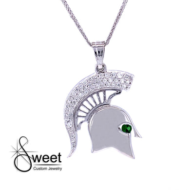 14KT WHITE GOLD LARGE DIAMOND SPARTAN PENDANT