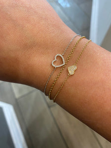 14kt white gold open heart diamond bracelet
