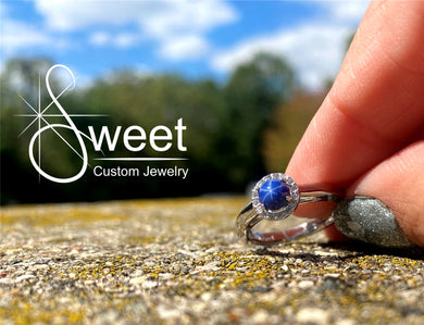 White gold Star Sapphire and Diamond ring