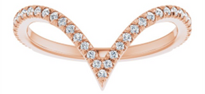 ONE 14KT ROSE GOLD V SHAPED DIAMOND RING