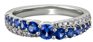 SAPPHIRE AND DIAMOND GRADUATED RIGHT HAND RING