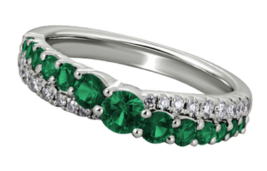 White gold emerald and diamond ring