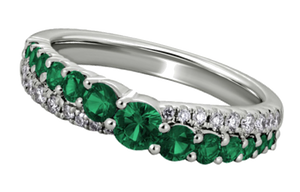 White gold emerald and diamond ring