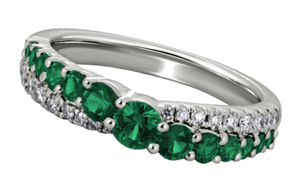 White gold emerald and diamond ring