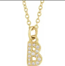 Load image into Gallery viewer, PETITE DIAMOND INITIAL PENDANT AND CHAIN