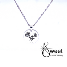 Load image into Gallery viewer, Birth Flower Engraved Disc Pendant