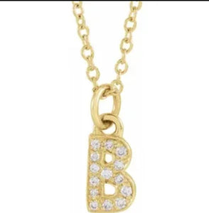 PETITE DIAMOND INITIAL PENDANT AND CHAIN