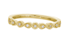 14KT YELLOW GOLD STACKABLE RING ALTERNATING PEAR AND ROUND SHAPES