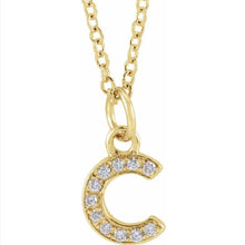 Load image into Gallery viewer, PETITE DIAMOND INITIAL PENDANT AND CHAIN