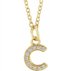 PETITE DIAMOND INITIAL PENDANT AND CHAIN