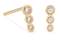 Load image into Gallery viewer, 14kt yellow gold graduated bezel diamond stud earrings