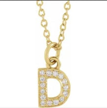 Load image into Gallery viewer, PETITE DIAMOND INITIAL PENDANT AND CHAIN