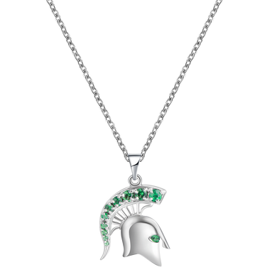 White Gold Spartan Head with Tsavorite Garnets