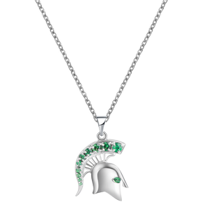 White Gold Spartan Head with Tsavorite Garnets