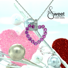 Load image into Gallery viewer, White gold Pink Sapphire and Diamond Heart Pendant