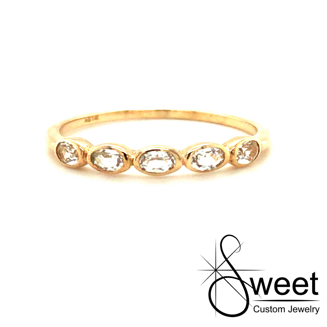 Yellow Gold White Topaz Bezel Ring
