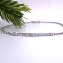 Load image into Gallery viewer, 14kt white or yellow gold diamond bar bracelet