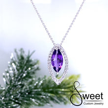 Load image into Gallery viewer, 14kt white gold diamond and natural amethyst necklace