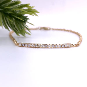 14kt white or yellow gold diamond bar bracelet