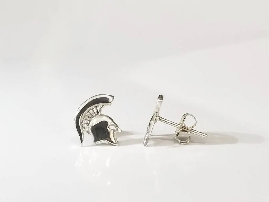 Michigan State Spartan Stud Earring Sterling Silver Mini-Mini Size .35