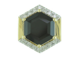 14KT YELLOW GOLD HEXAGON SHAPED PENDANT FEATURING ONE BLACK AGATE